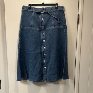 Rails Loma  Denim Button-Front Midi Skirt in Dark Blue